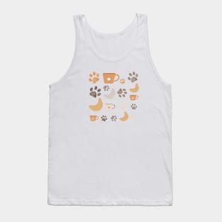 Croissant coffee and paw prints Tank Top